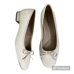 NWOB Life Stride Cheers Almond Woven Skimmers + Bow Women's 9.5 W Orig. $79